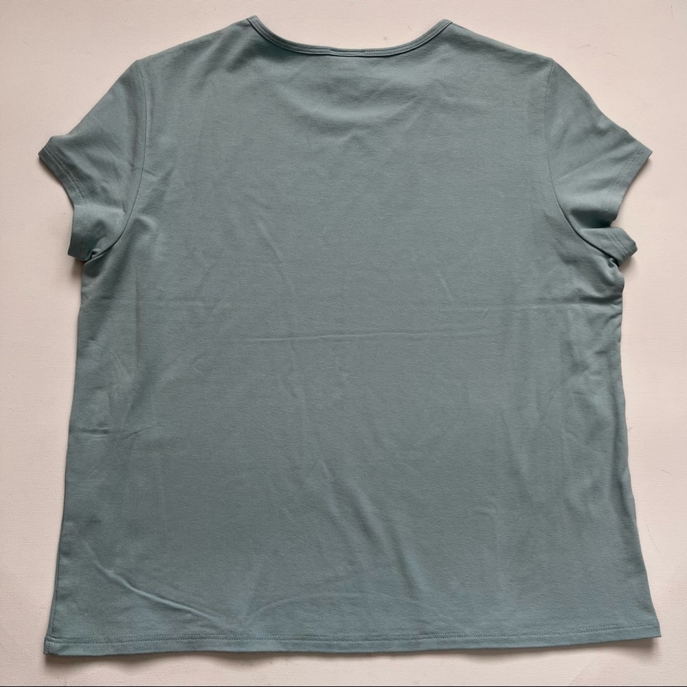 Eileen Fisher light Aqua Blue Round Neck Short Sleeve t-shirt size PM - Picture 3 of 5